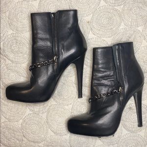 All Saints Black Leather Koko Chain Ankle Boots